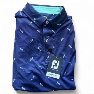 FootJoy Navy Golf Shoe Print Polo